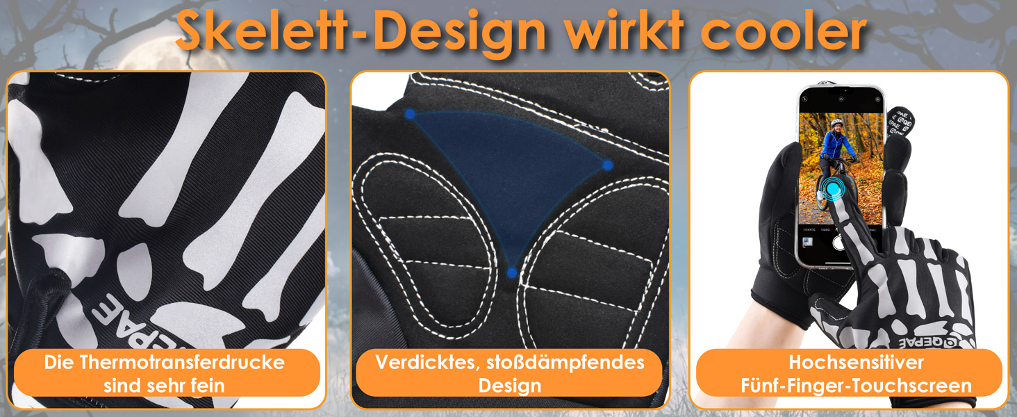 Рукавички для велосипеда Azarxis MTB чоловічі/жіночі, зимові, вітронепроникні, для катання, трекінгу, бігу, чорні (5 пальців), XL, відбивачі