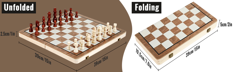 Магнітний набір для гри в шахи з дерева HAVNIDY, ручної роботи, складаний, з місцем для зберігання, для подорожей та сімейних ігор