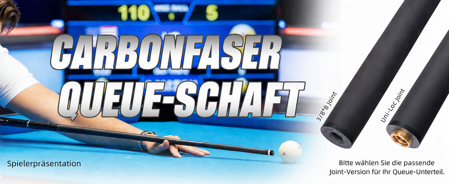 Карбоновий шафт для більярдного кия KONLLEN BlackShaft Radial 11.5 мм, Low Deflection, Pro-Taper, поміранчева накладка, з'єднання 3/8×8 або Uni-Loc, 74 см