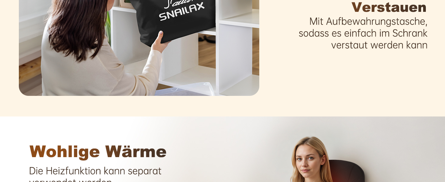 Масажний накид Snailax з 10 вібраційними моторами та підігрівом для спини та шиї. Зручний для дому, офісу та в подорожах. Чорний колір.