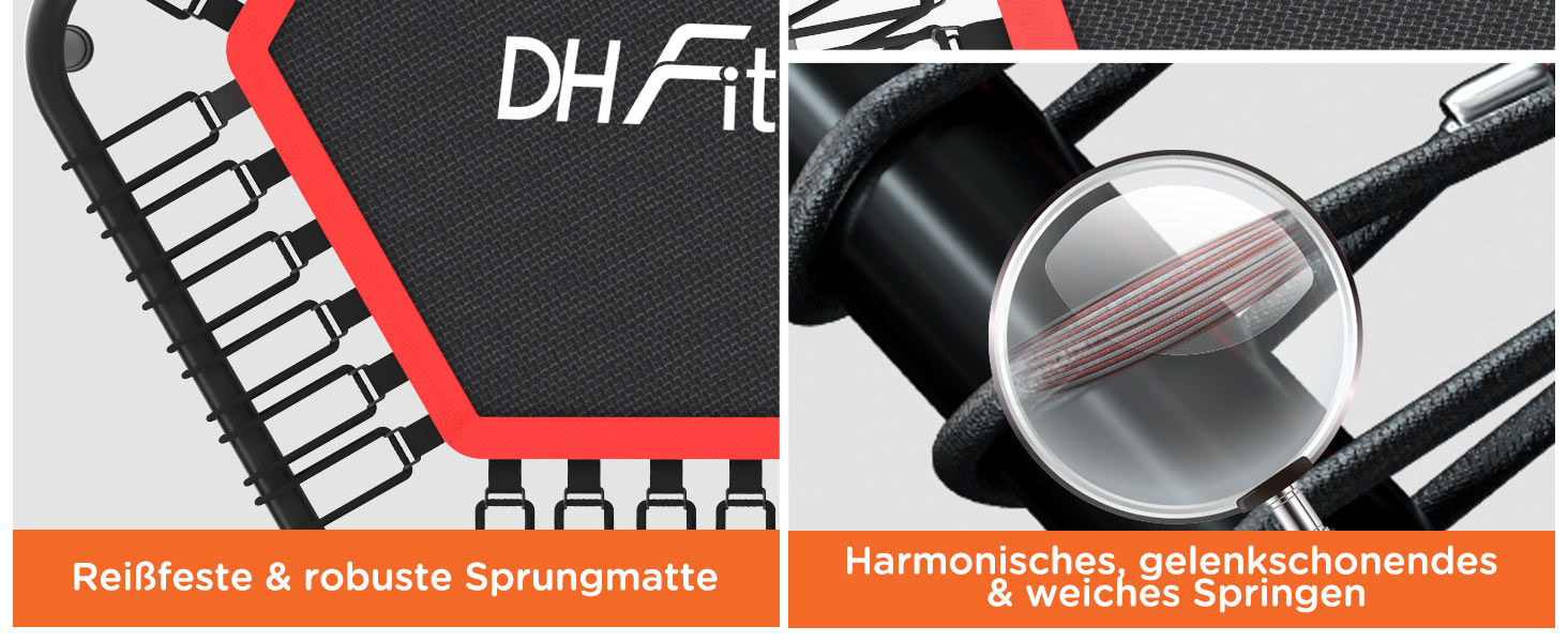 Трамплін для фітнесу DH FitLife | Ø114 см, до 150 кг, регульована ручка, стабільний та тихий | для дітей та дорослих