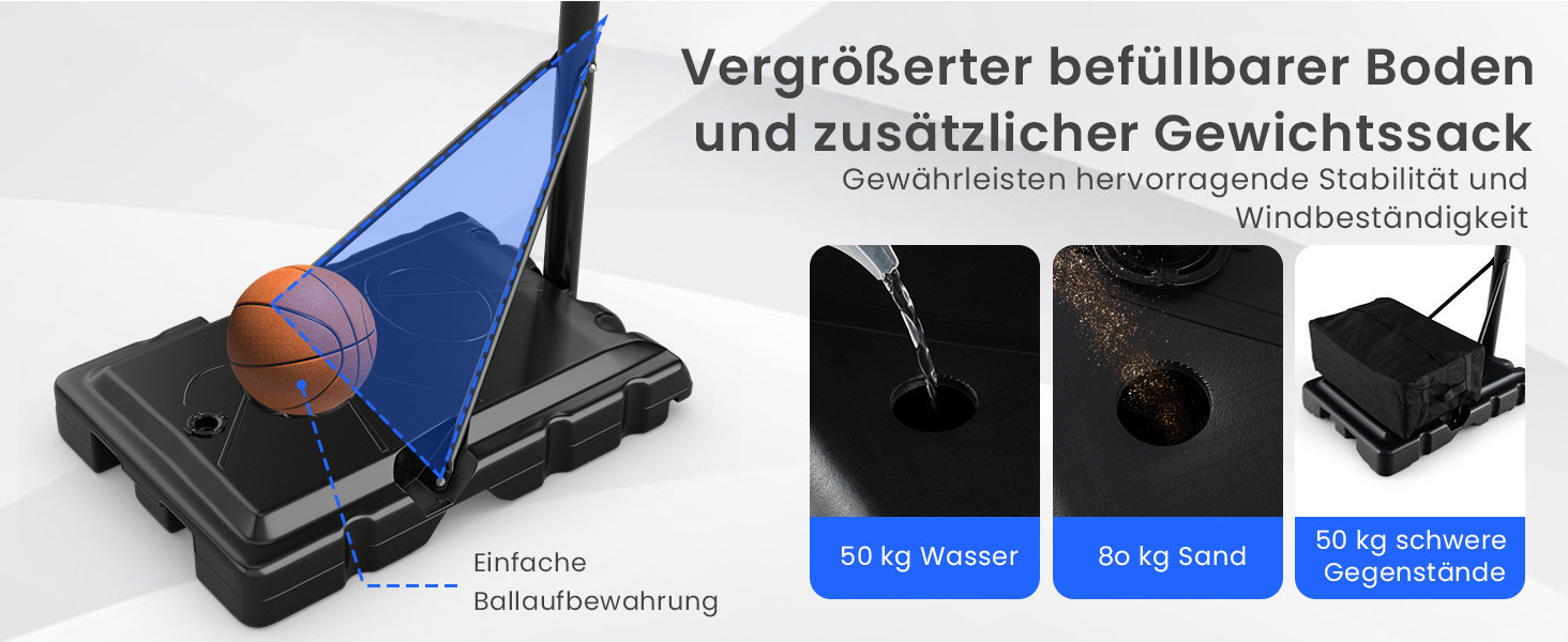 Баскетбольне кільце Gymax вуличне, регульована висота 204-358 см, стійка на колесах, з утяжеленою основою, для підлітків та дорослих 236-305 см