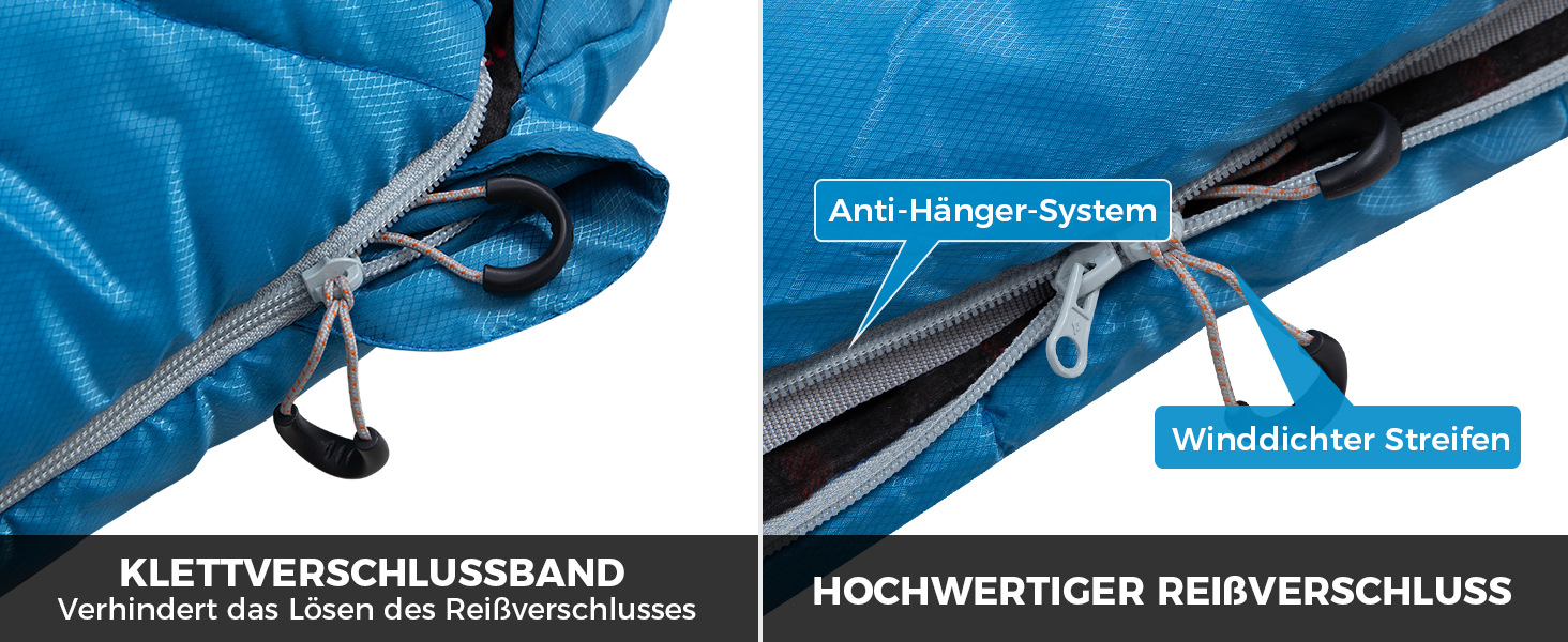 Спальний мішок KingCamp для 2 осіб з фланелі, зимовий, теплий, 3-4 сезони, з 2 подушками, для кемпінгу та відпочинку на природі (синьо-блакитний)