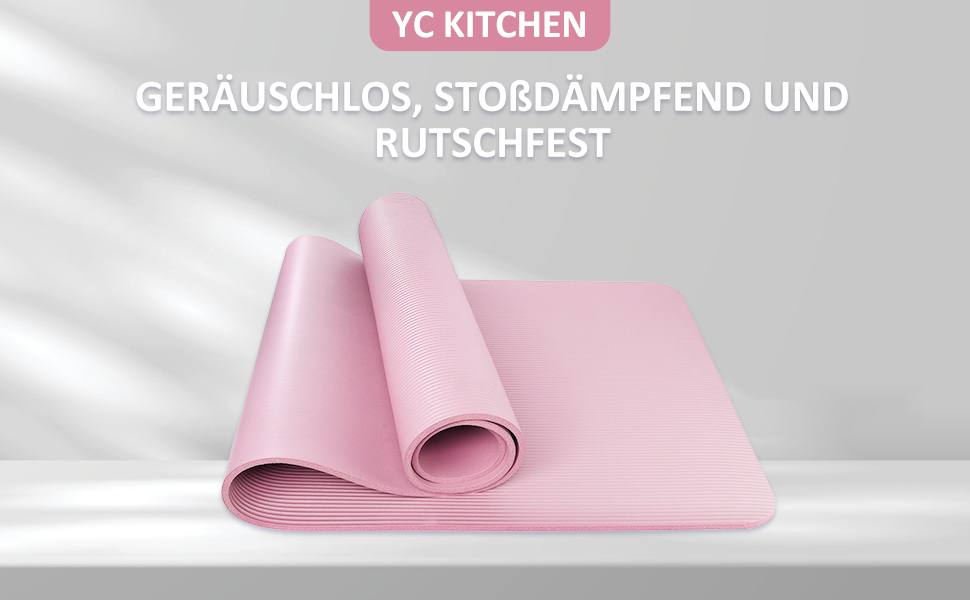 Килимок для йоги YC Kitchen, рожевий, 185x61x0.8 см - антиковзаючий, товстий, для фітнесу, медитації, пілатесу та йоги