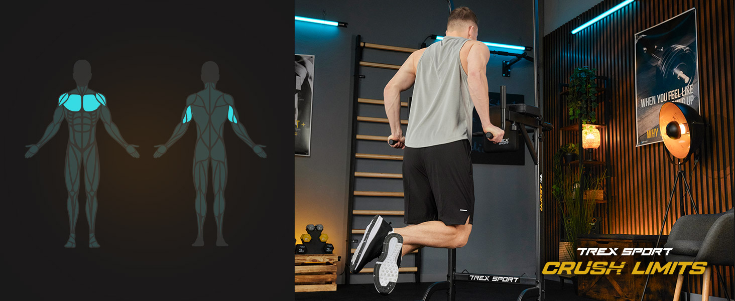 TREX SPORT Power Tower TX-150PR: турнік, бруси та силовий комплекс | Фітнес-станція до 150 кг