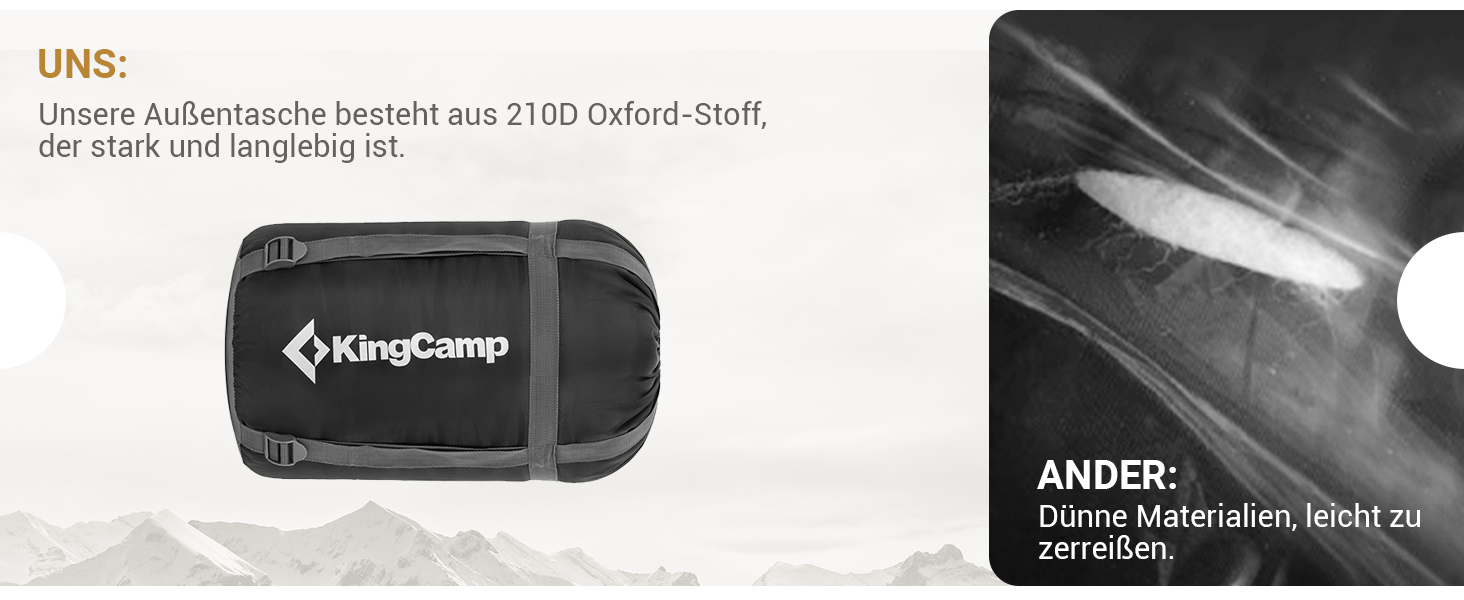 Сплячий мішок KingCamp для двох осіб, зимовий, чорний, для кемпінгу та відпочинку на природі