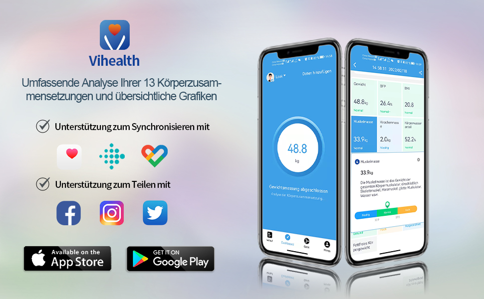 Вага тіла Lepulse F5 з аналізом складу тіла, цифрова вага, смарт-вага для iOS/Android