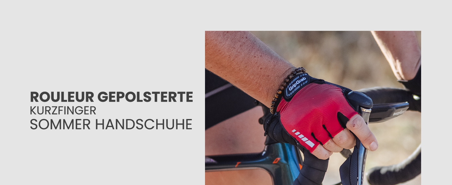 Рукавички велосипедні літні GripGrab Rouleur без пальців, червоні, розмір M - з гелевими вставками для комфорту