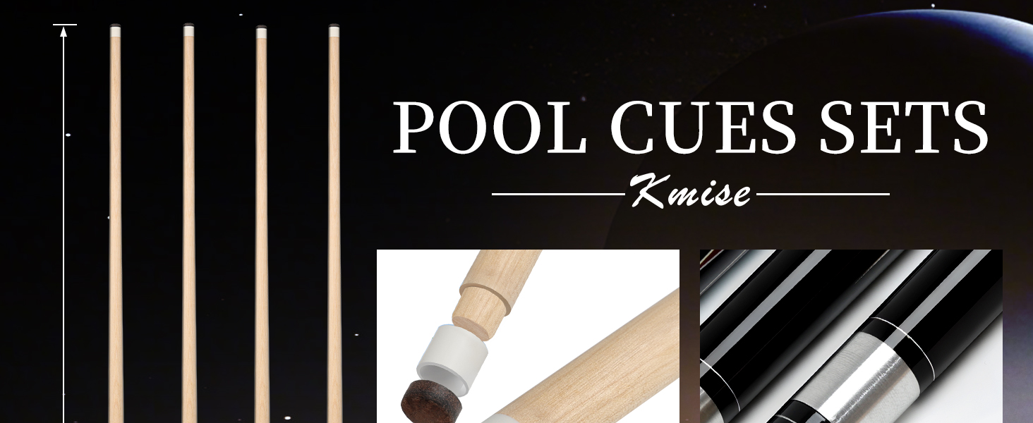 Більярдний кий Kmise Queue-Set 18-21oz з канадського акації, покращений хват, 4 кольори, з крейдою та рукавичкою