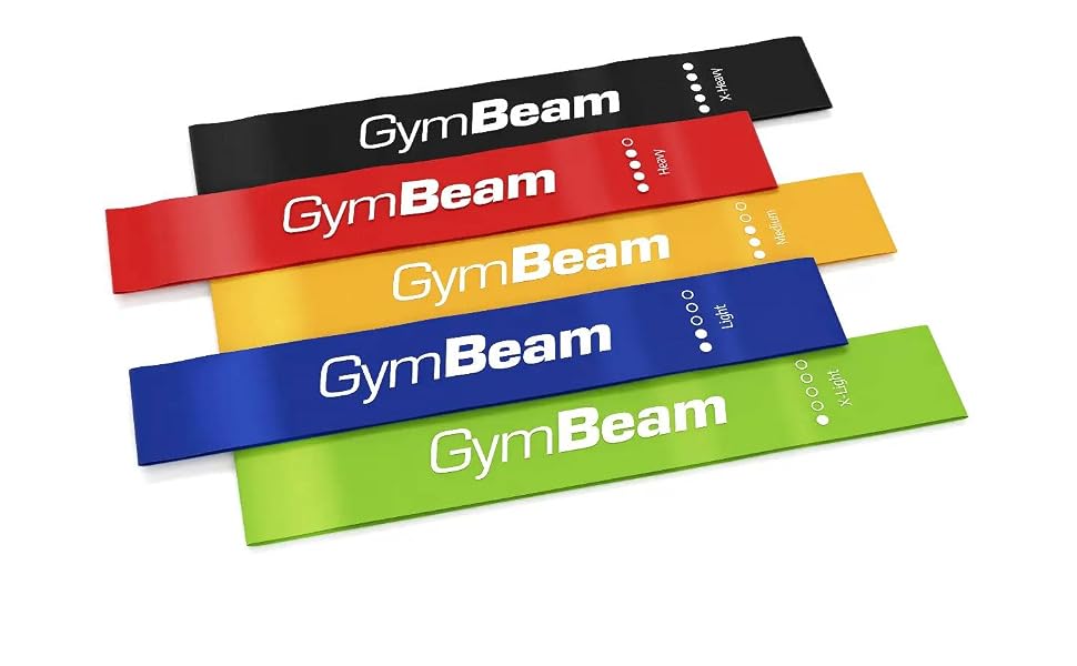 Набір гумових еспандерів GymBeam 5 шт. для фітнесу, йоги та пілатесу - різний рівень опору
