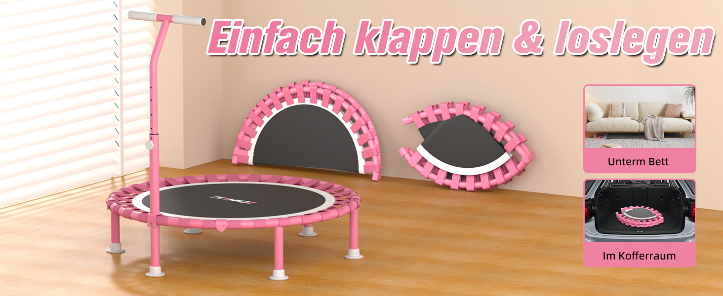 Міні-трамплін складний, 101.6 см, для дорослих та дітей, з регульованою стійкою, Indoor Fitness, до 204 кг, з T-поручнем