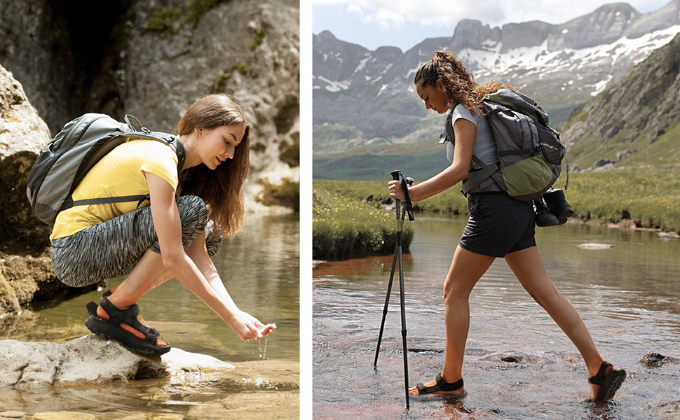 Жіночі спортивні сандалі DREAM PAIRS з комфортною устілкою, профільованою підошвою та регульованими ремінцями, чорного кольору, 39 EU