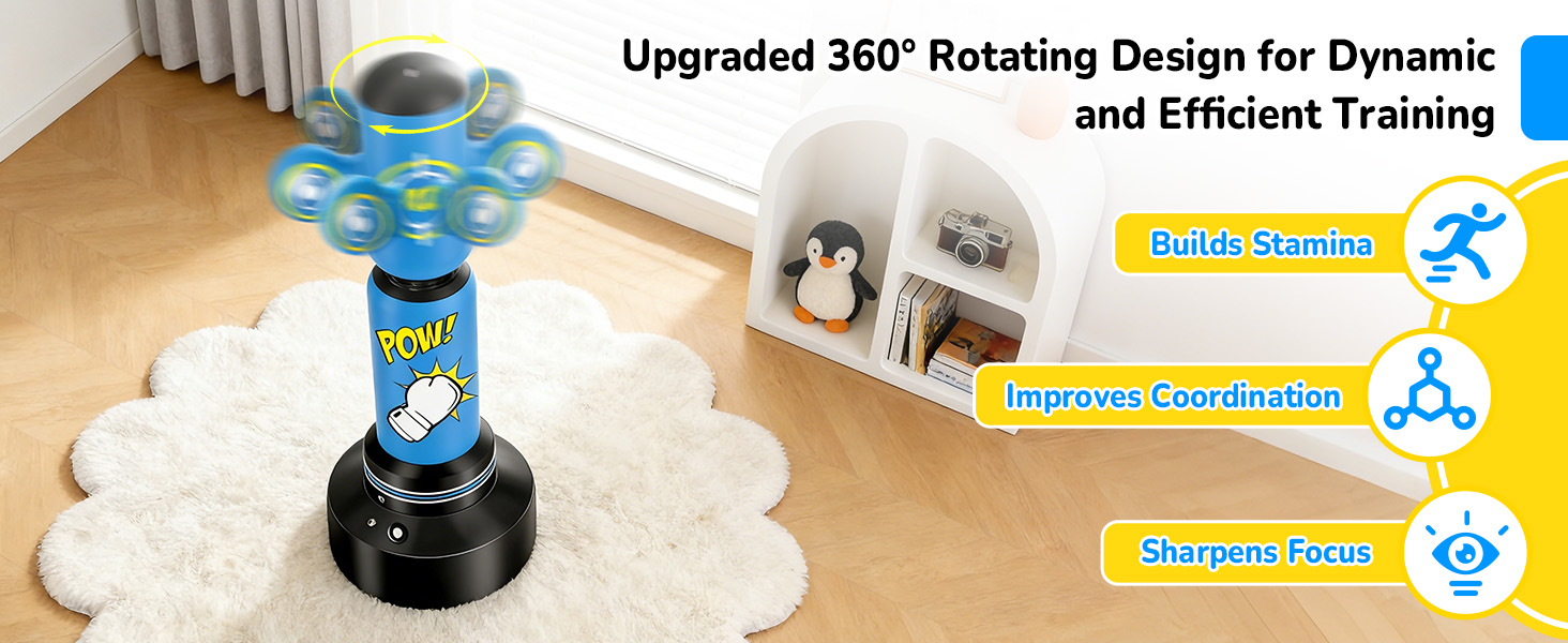 Дитячий боксерський мішок на 360° з підставкою 165 см, комплект з боксерськими рукавичками та електричним насосом, для дітей 6-14 років, ідеальний подарунок для карате