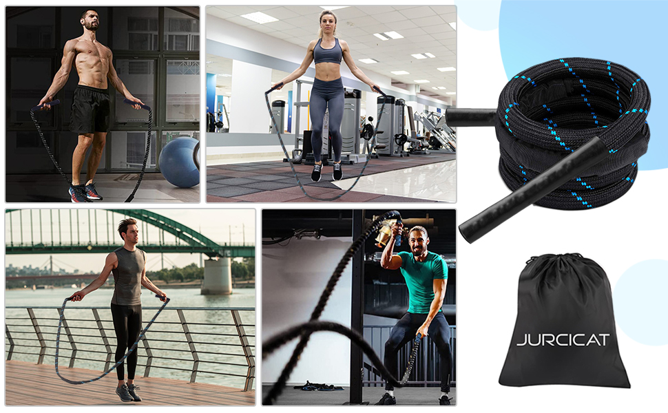 Стрибкове канат JurciCat 1.3 кг - вантажний, для силових тренувань чоловіків та жінок