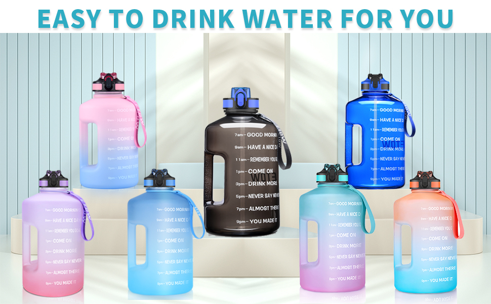 Спортивна пляшка для води 3,78 л з позначками часу та трубочкою, BPA Free, витокозахисна, 3800 мл, блакитна