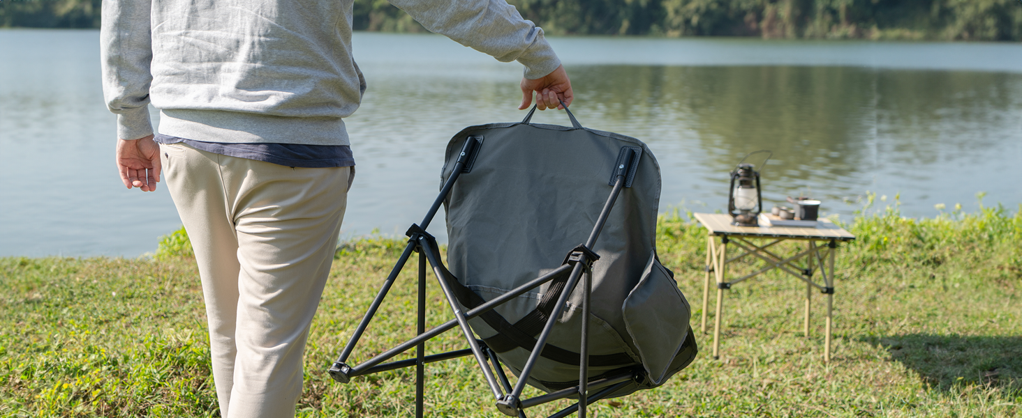 Складний стілець U2PICK для кемпінгу: легкий, зручний, до 160 кг, з сумкою, сірий