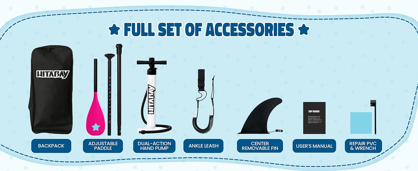 Надувне SUP-борд для дітей та підлітків з аксесуарами (рожевий, зірка)