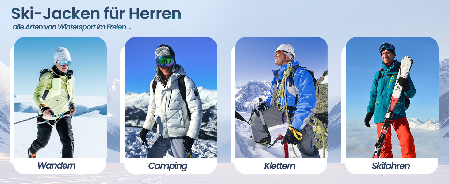 Спортивна куртка Rdruko для чоловіків: тепла зимова куртка, сноубордистська куртка з флісовою підкладкою, водонепроникна функціональна куртка для активного відпочинку та походів з капюшоном, колір білий