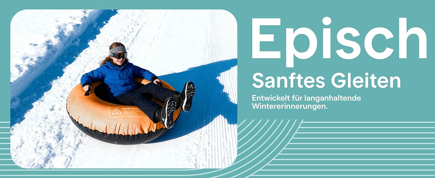 Надувний сніговий санки SereneLife – 122 см, XXL, для дітей та дорослих, з антиковзним дном та тросом