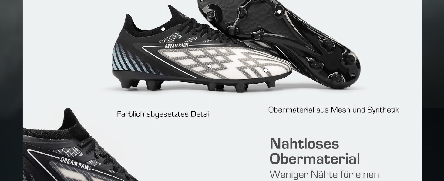 Футбольні бутси DREAM PAIRS для чоловіків, професійні, зі штирями, для гри на траві, чорно-білі, 39 EU
