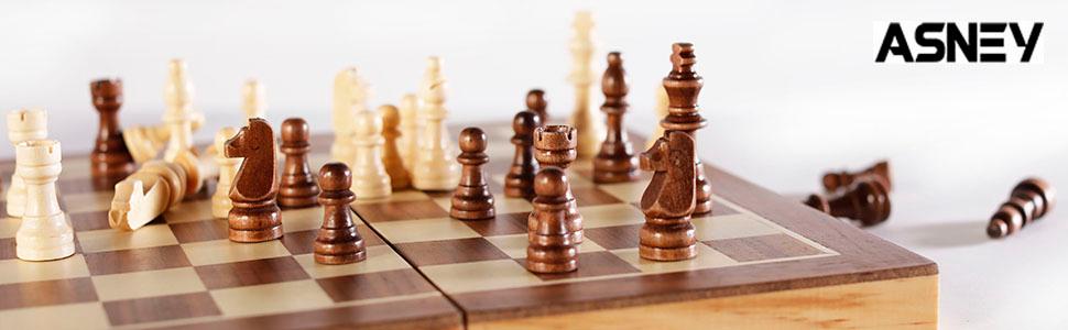 Магнітний шаховий набір ASNEY, 38x38 см, дерев'яний, з шаховими фігурами Staunton, для дорослих