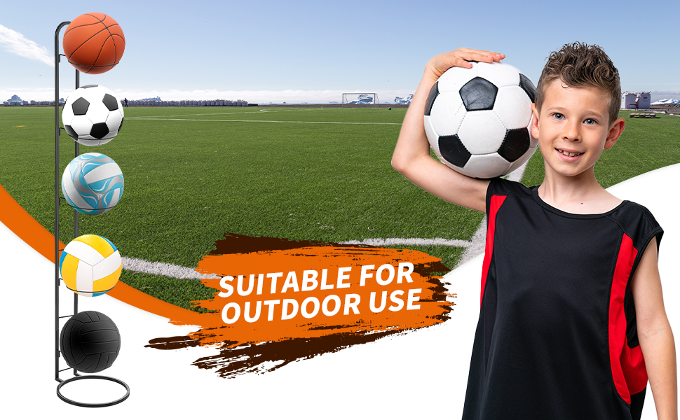 Стійка для м'ячів 5-ти ярусна: волейбол, футбол, баскетбол - металева стійка для зберігання м'ячів у спортзалі, гаражі