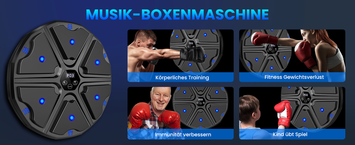 Музичний боксерський тренажер: електронна машина для ударів з Bluetooth, 9 режимів та музикою (чорний)