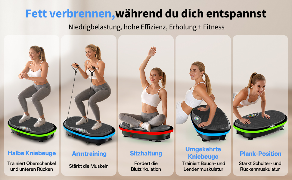 Платформа для вібраційного тренування JOROTO 4D - професійне тренування всього тіла | LED-підсвічування | до 180 кг, тиха та неслизька | для дому