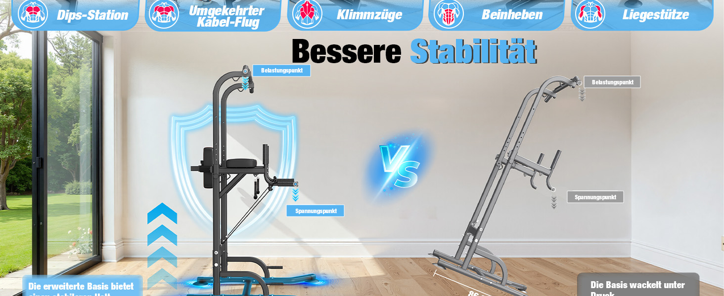 Багатофункціональна турнікова станція Dskeuzeew Power Tower для домашнього фітнесу, стійка для підтягувань та брусів, макс. навантаження 205 кг, чорна