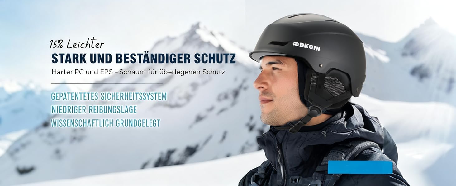 Шолом для сноуборду та гірськолижного спорту для чоловіків, жінок та дітей, регульований розмір, 3-рівнева вентиляція, міцна PC-оболонка з EPS-піною, розмір L (58-62 см)