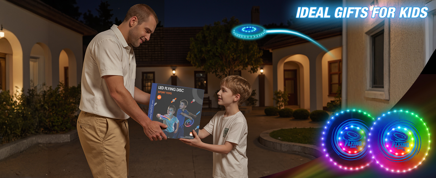 Літаючий кільце HYES 2 шт. з LED підсвіткою для дітей, 45 світлодіодів, 14 режимів, акумуляторне, 25.5 см + 20 см, біле