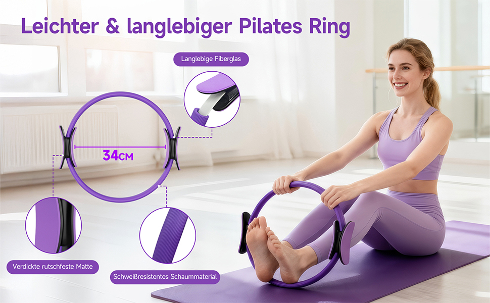 Комплект для пілатесу: кільце, стрічки опору (15-45 lbs), фітнес-м'яч, для дому, сили, гнучкості, стабільності та підтяжки