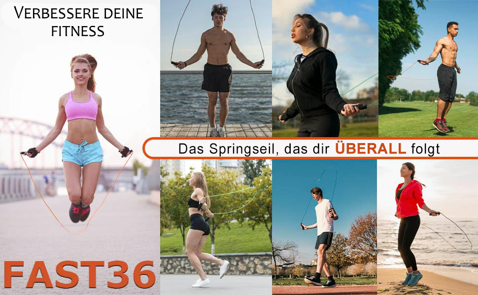 Стрибкове канат FAST36 для дорослих: професійний, регульований, з м'якими ручками та підшипниками. Ідеально для фітнесу, боксу та схуднення. Чорний.