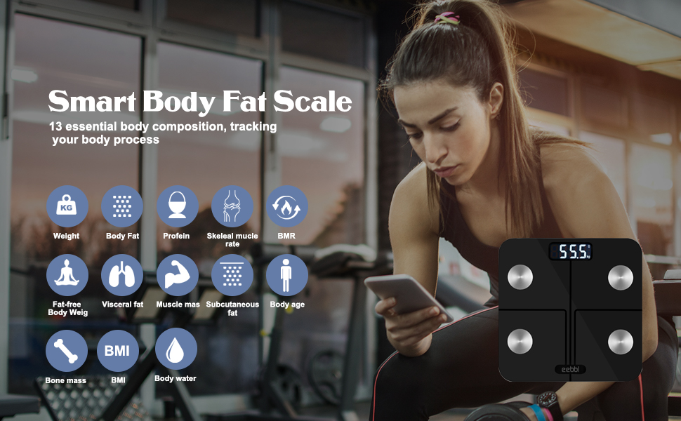 Цифрові датчики рук і додаток Body Fat Scale, аналізатор тіла, клінічно підтверджений, ваги для ванної кімнати з аналізом жиру в організмі, з 8 високоточними датчиками для вимірювання рук і ніг, максимальна 180 кг, велика (додаток Fitdays, частота серцевих скорочень 2024, частота серцевих скорочень, більше 2024)