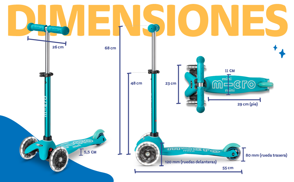 Самокат дитячий Micro Deluxe Kinder Scooter з регульованим кермом, світлодіодні колеса, фіолетовий