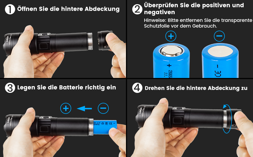 LED ліхтарик LEKIA PHM-30W: 500000 люменів, USB-C, військовий, 5 режимів, IPX6, Zoom, для кемпінгу та надзвичайних ситуацій