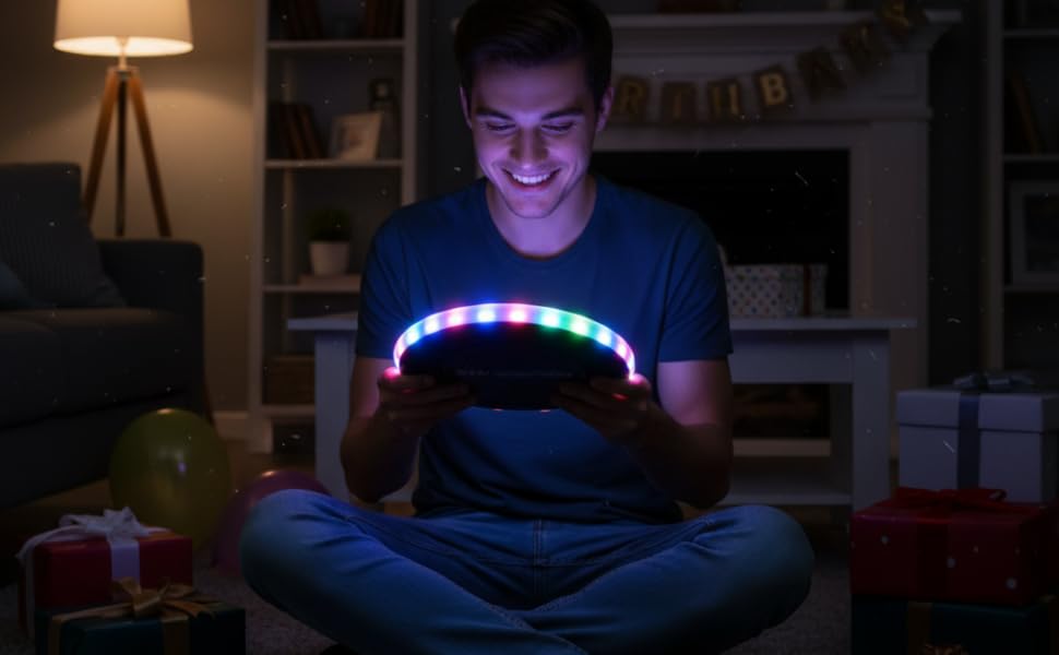 Світлодіодний фрісбі LED'S MOVE з RGB підсвіткою 25 см, USB-C, водонепроникний, для активного відпочинку