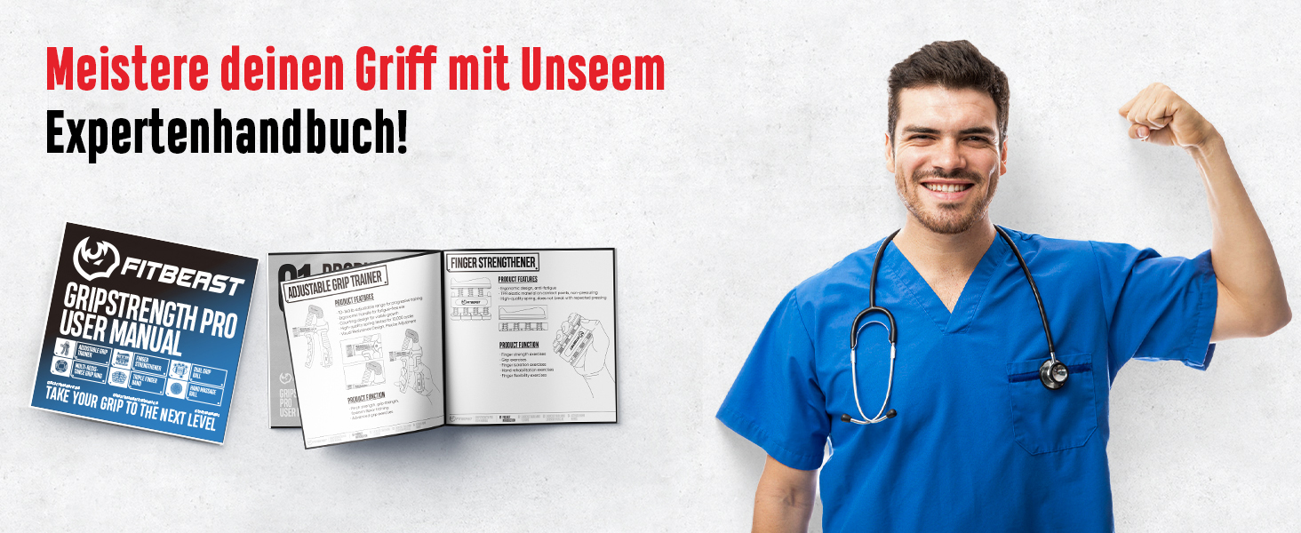 FitBeast Тренажер для рук та зап'ястя – набір 6 шт. з регульованим опором, тренажер сили хвата, тренажер пальців та масажні м'ячі для терапії рук, силових вправ та відновлення