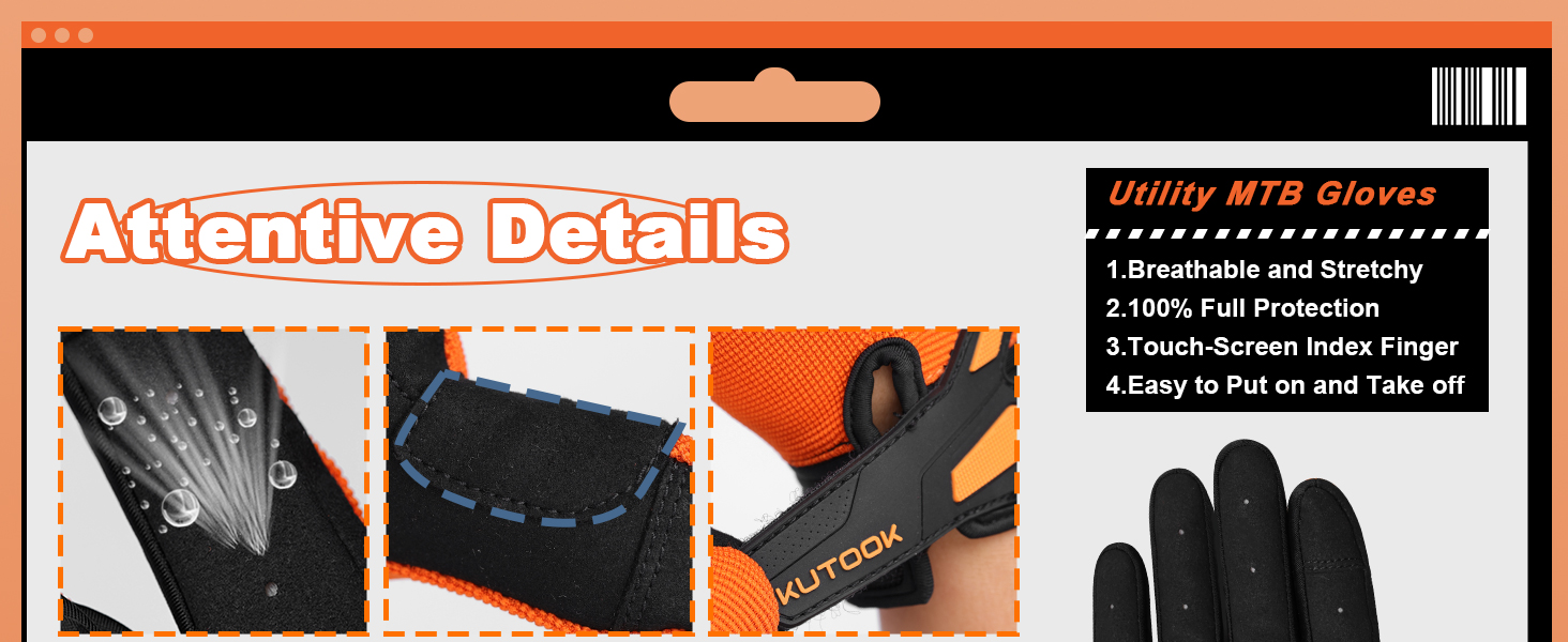 Рукавички для гірського велосипеда KUTOOK: захист долоні, сенсорний екран, дихаючі, зелені, XL