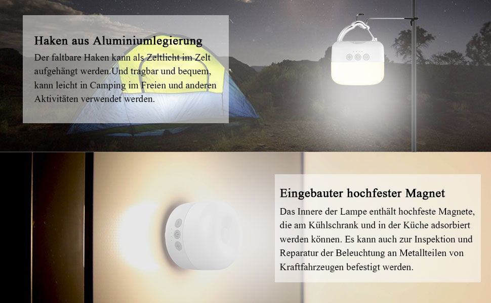 Ліхтар кемпінговий LED WhiteC, акумуляторний USB, 5200 mAh, 4 режими яскравості, димер, магнітний, для туризму та надзвичайних ситуацій