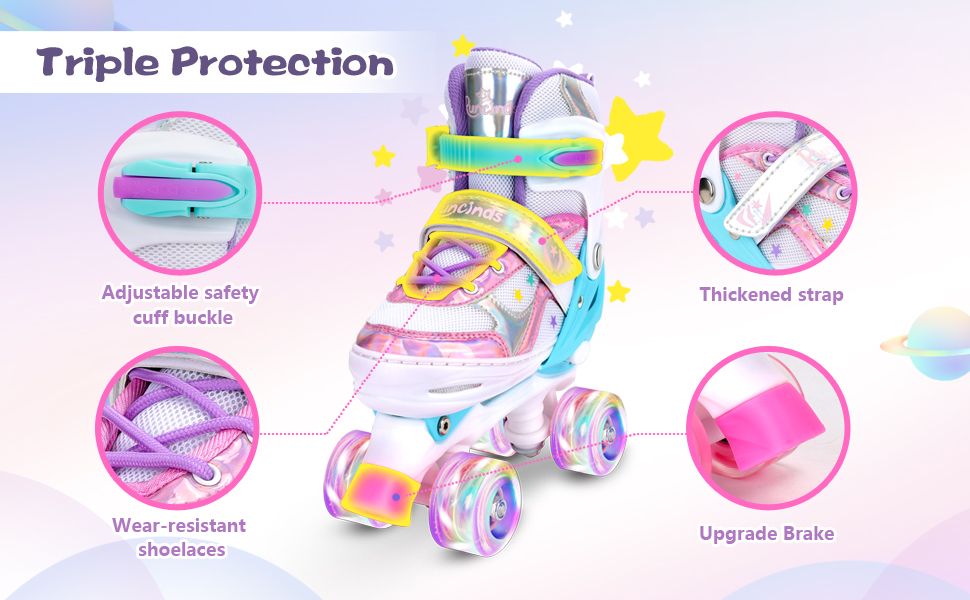 Дитячі ролики A-Rosa L (31-35 EU) з регульованим розміром для дівчаток та хлопчиків