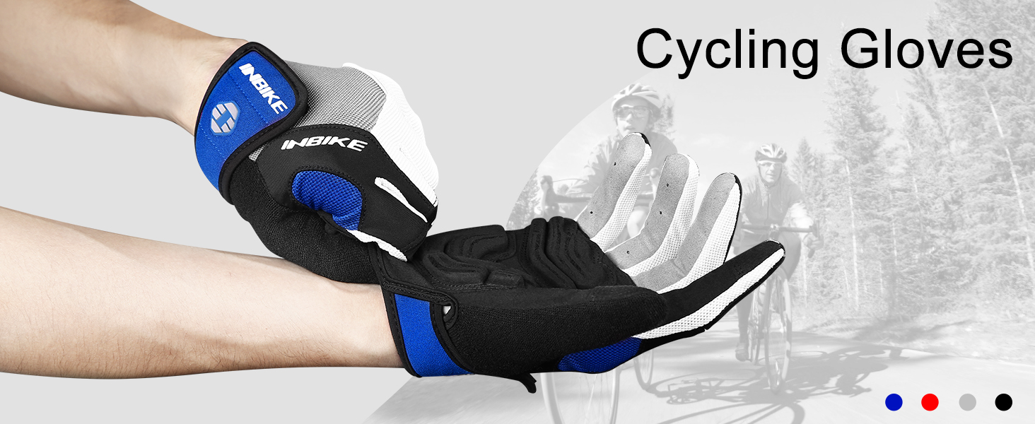 Велосипедні рукавички INBIKE для чоловіків з гелевою підкладкою 5 мм, зносостійкі, дихаючі, MTB, для їзди на велосипеді та активного відпочинку, сині, розмір M (обхват долоні 20.4 см)