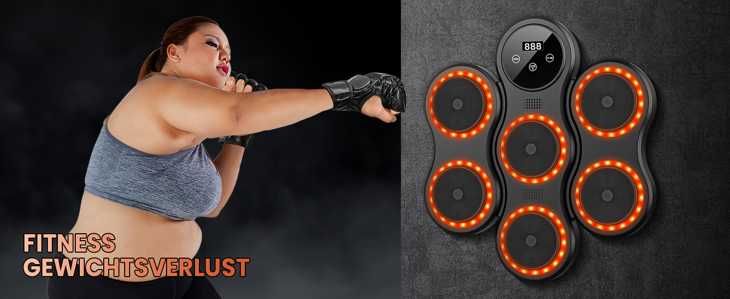 Музична боксівська машина з LED-підсвіткою, Bluetooth, 9 режимів швидкості, лічильник, для дорослих та дітей, чорний