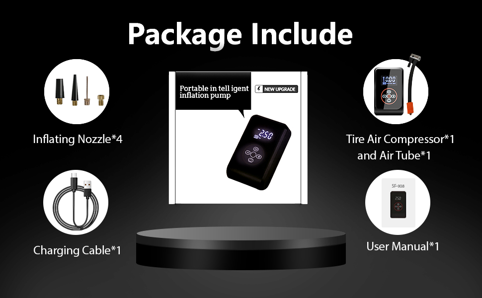 Електричний насос LOVPIS для велосипеда, авто, мотоцикла та м'ячів (150PSI, 4000mAh)