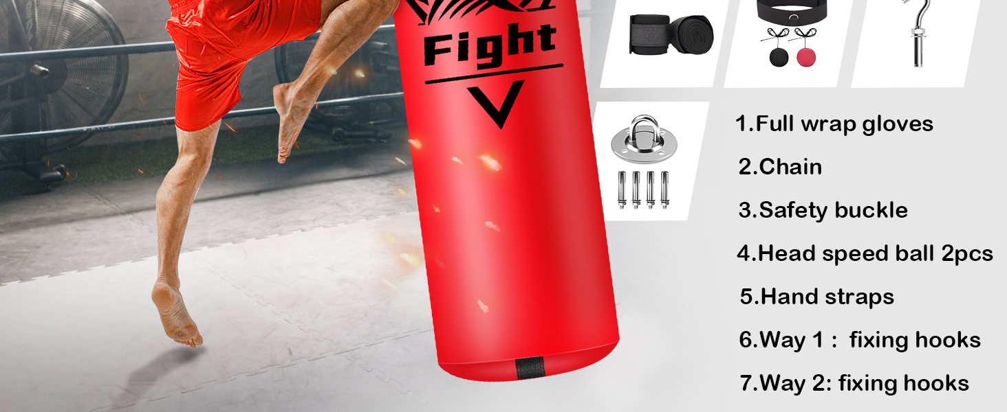 Боксерський мішок підвісний, комплект (без наповнювача) для дорослих з боксерськими рукавичками та аксесуарами. Міцний мішок з мікрофібри для кікбоксингу, фітнесу, ММА, греплінгу, муай-тай, карате.