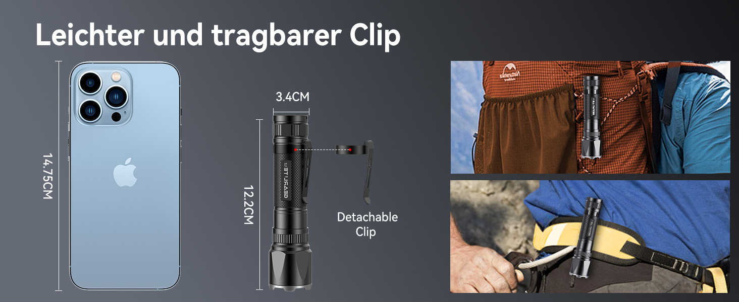 GEARLITE: 2 шт. ліхтарики LED, перезаряджувані, 3000 люмен, тактичні, водонепроникні (IP65), 3 режими, для кемпінгу, риболовлі, туризму