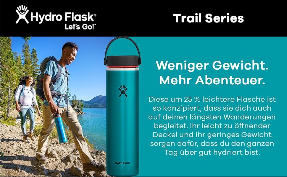 Гідрофляга HYDRO FLASK Trail Series 710 мл – вакуумна термобутилка з нержавіючої сталі, легка, з герметичною кришкою Flex, BPA-free, Jasper