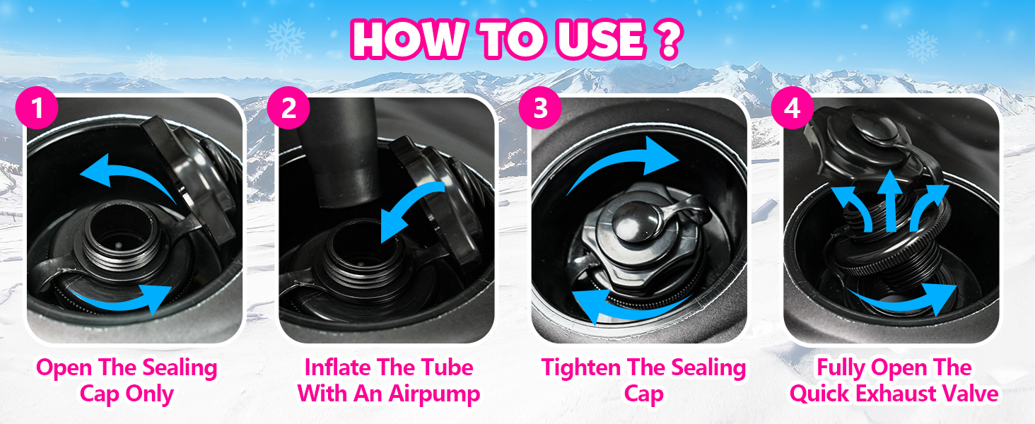 Надувний сніговий санки ZMLM, 120 см, для дорослих та дітей, міцний, з канвасовим покриттям, зимовий спорт, сімейний відпочинок (рожевий)