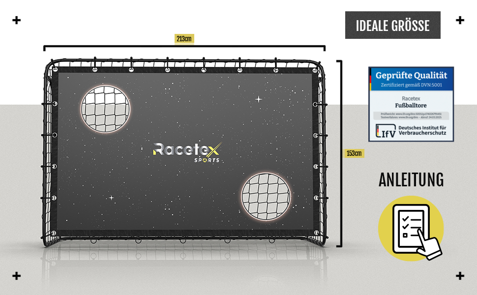 Футбол ворота Racetex Galaxy дитячі та дорослі з антикорозійним покриттям та анкерами для кріплення