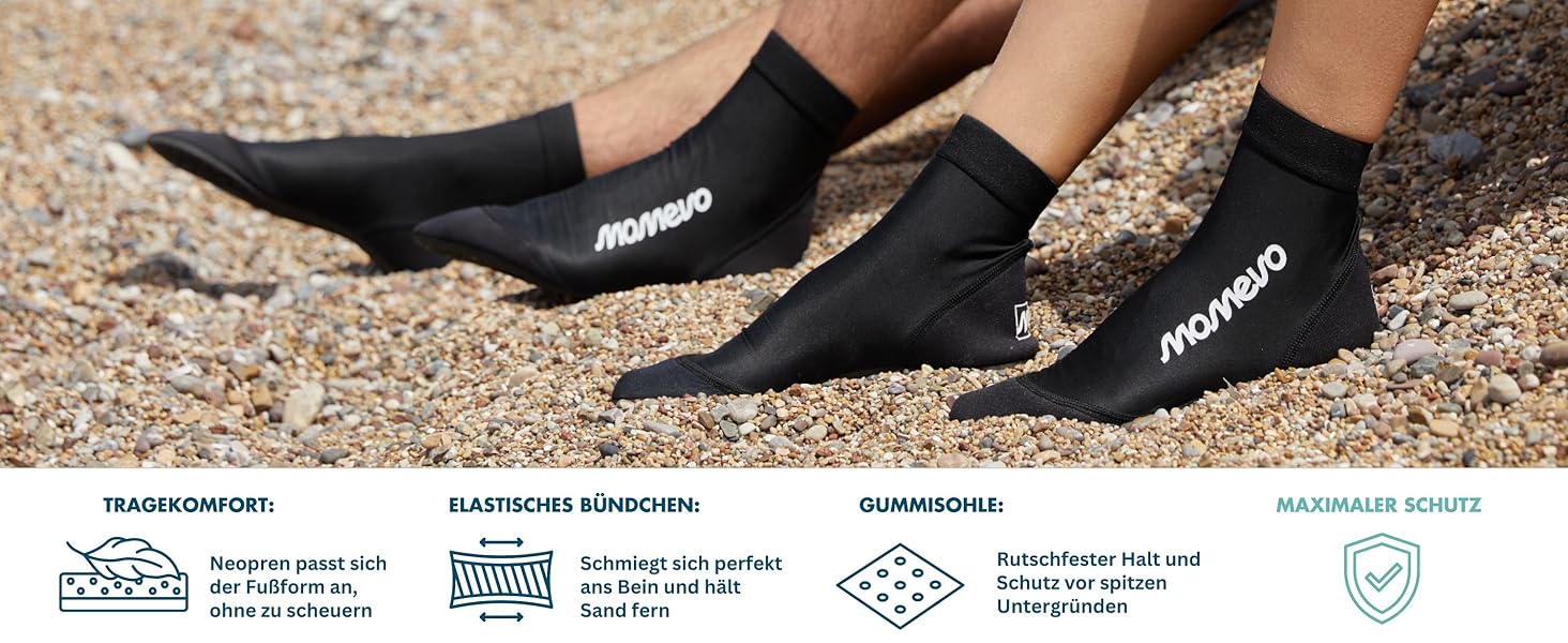 Водні шльопанці Splashies - Нековзкі дихаючі шльопанці з неопрену з міцною підошвою - Захист від гострих предметів для комфортного ходіння на пляжі - Унісекс, Чорний, 44/45 EU
